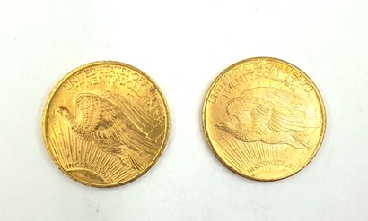 null *UNITED STATES - 20 dollars gold - Eagle
Lot of two coins 1923-1924
Weight:...
