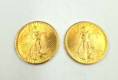 null *UNITED STATES - 20 dollars gold - Eagle
Lot of two coins 1908-1927
Weight:...