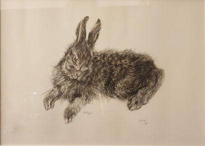 null René PERROT (1912-1979), 
Pheasants, 1967
Felt-tip pen drawing on paper signed...
