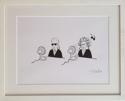 null TANGO GAO (20th-19th century), 
Karl Lagerfeld and Beethoven
Silkscreen in black,...