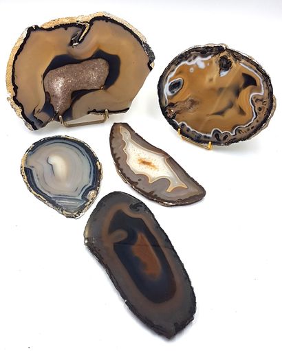 null Set of five agate slices in different shapes and colors
17 x 13.5 cm - 22 x...