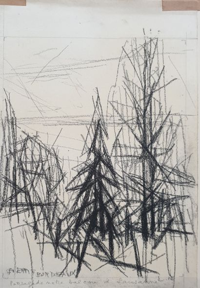 null Pierre BORDEAUX (1904-1995): 
"Landscape from our balcony in Lausanne". 
Graphite...