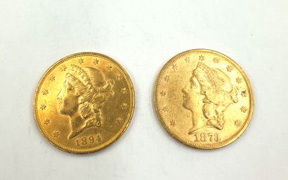null *UNITED STATES - 20 dollars gold - Liberty Head with motto
Lot of 2 coins: 1873...