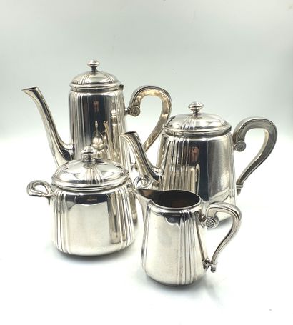 null GALLIA, Silver-plated tea and coffee set with gadrooned bands, including teapot,...