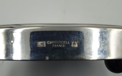 null CHRISTOFLE, France,
Silver-plated trivet with radiating guilloché decoration....