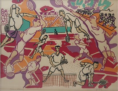 null Charles LAPICQUE (1898-1988): 
Untitled, tennis players
Lithograph signed lower...