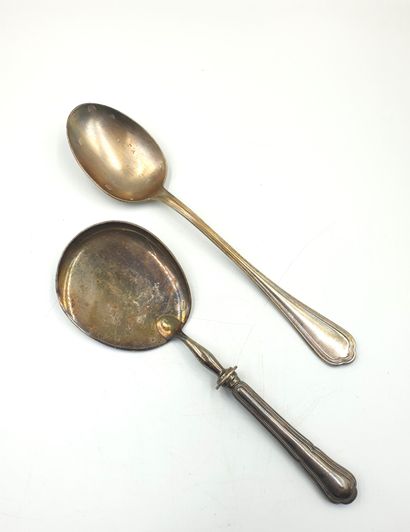 null CHRISTOFLE, Silver plated serving spoon for ice cream, double filet pattern...