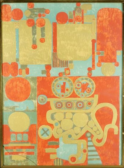 Pierre Courtin (1921-2012) Composition abstraite. Lithographie signée 64 x 47 cm...