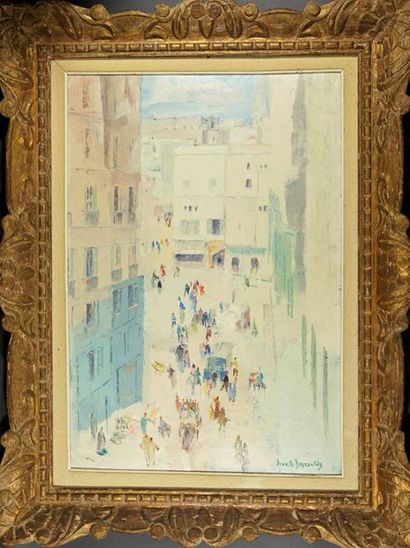 Jean-Désiré BASCOULES (1886-1976) Place orientale animée huile sur panneau signée...