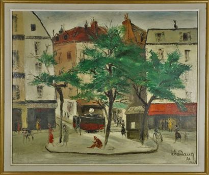 LEBADANG (1921 - 2015)  Vue de Paris. Huile sur toile signée en bas à droite  situé...