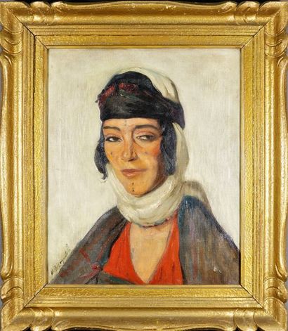 Maurice BISMOUTH (1891-1965) Portrait de femme orientale. Huile sur toile signée...