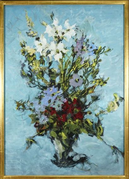 Dimitri BOUCHENE (1893-1993) Bouquet de fleurs. Gouache sur papier signée en bas...