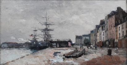 ALBERT LEBOURG (1849-1928) Vue de Dieppe, circa 1885/90
Huile sur toile
Signée en...