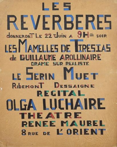 Affiche originale pour le théâtre Renée Maubel d'après « Les mamelles de Tiresias...