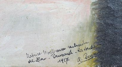 Alfred Courmes (1898-1993) Nature morte avec recherche de flou, 1917 
Huile sur papier...