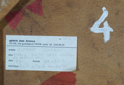 Alfred Courmes (1898-1993) Nature morte avec collage de tissu, 1921
Huile sur carton...