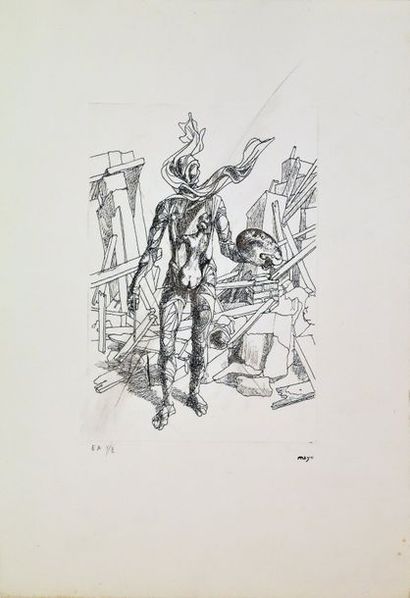 ANTOINE MALLIARAKIS DIT MAYO (1905-1990) Cavalier imaginaire, circa 1960 Cinq gravures...