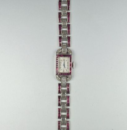 attribué à la maison F.X. ZIRNKILTON Montre Bracelet de dame en platine (850/oo),...
