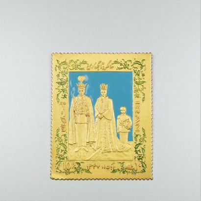 null Plaque timbre en or 22K (916/oo ) représentant la commémoration du couronnement...