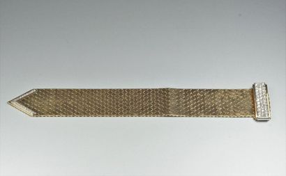 null "Bracelet ceinture en or 18K (750/oo) de deux tons à maillons ""écaille"" articulés,...