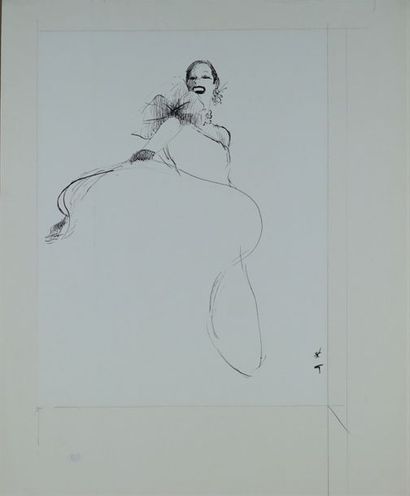 René GRUAU (1909-2004) FEMME ROBE DE SOIREE Plume sur papier. Signée. Dimensions...