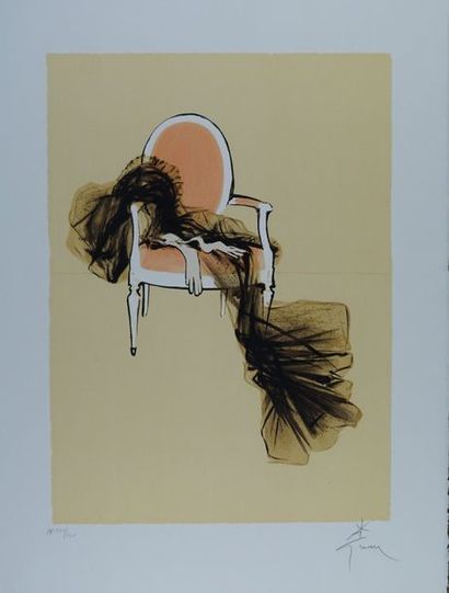 René GRUAU (1909-2004) DIORAMA PARFUM DE CHRISTIAN DIOR Lithographie sur papier Arches...