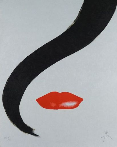 René GRUAU (1909-2004) ROUGE BAISER Lithographie sur papier Japon. Signée au crayon...