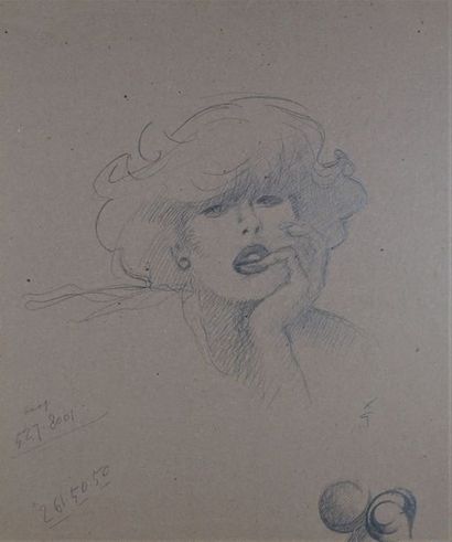 René GRUAU (1909-2004) PORTRAIT DE FEMME Crayon sur carton . Signé en bas à droite...