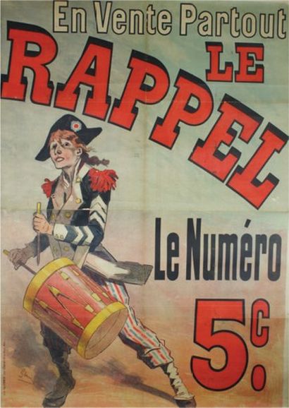 CHERET Jules (1836-1932) 
LE RAPPEL. “EN VENTE PARTOUT. Le numéro 5 c”. 1889 Imprimerie...