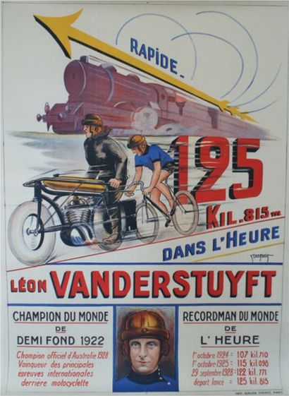 ABEL PETIT (XIX-XX) 
VANDERSTUYFT."
World Champion of the middle distance". 1922
Imprimerie...