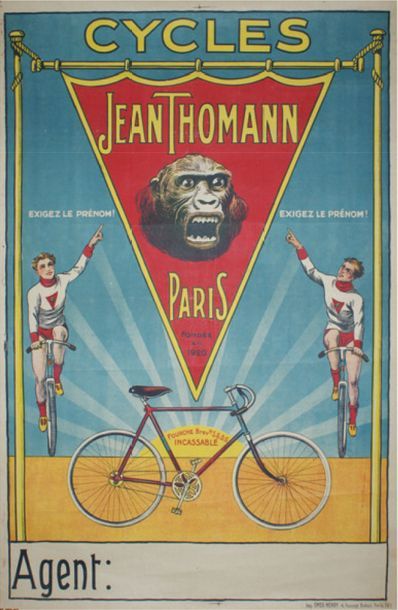 ANONYME CYCLES JEAN THOMANN.”EXIGEZ LE PRÉNOM !”
Imprimerie Omer Henry, Paris - 120...