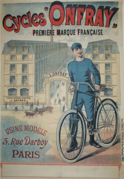 ANONYME CYCLES ONFRAY. ”PREMIÈRE MARQUE FRANÇAISE”
Imprimerie Charles Verneau, Paris...