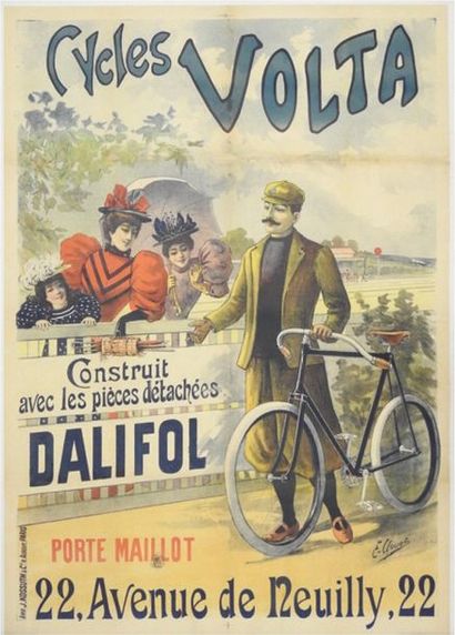 CLOUET Emile (XIX-XX) 
CYCLES VOLTA. Vers 1893
Imp.Kossuth, Paris - 130 x 91 cm -...