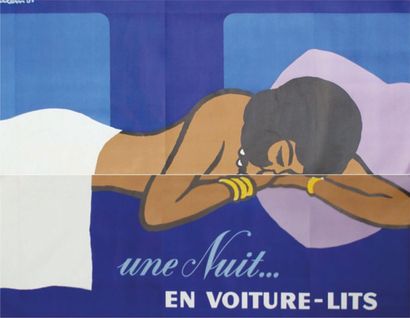 VILLEMOT Bernard (1911-1990) 
NUIT EN VOITURE-LITS Imp.Bedos & Cie, Paris - 280 x...