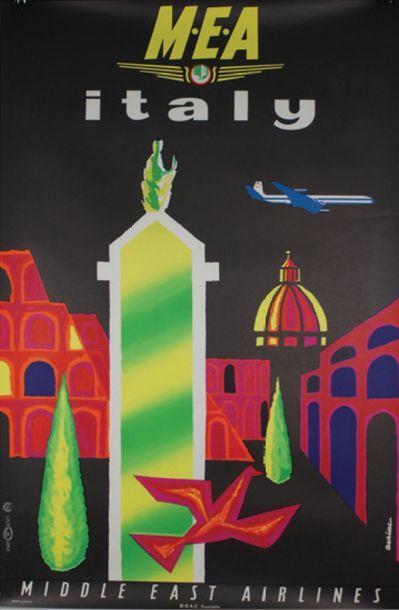 AURIAC Jacques (Né en 1922) (2 affiches)
M.E.A. ”Middle East Airlines”. ITALY & LE...