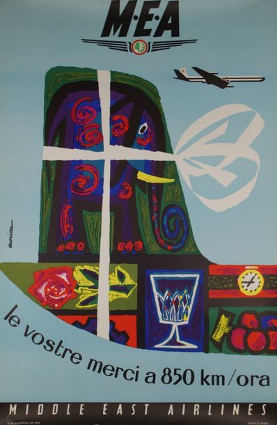 AURIAC Jacques (Né en 1922) (2 affiches)
M.E.A. ”Middle East Airlines”. ITALY & LE...