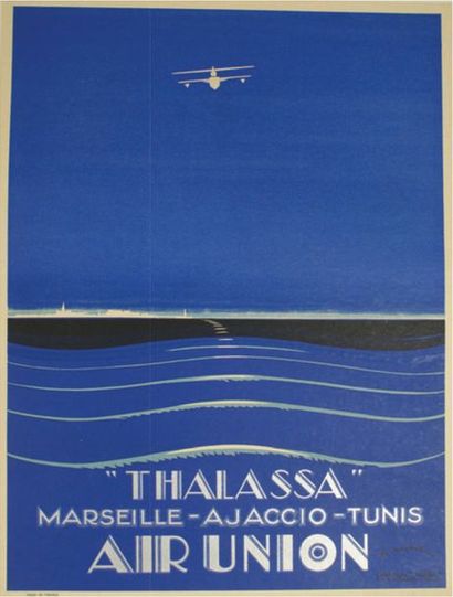 MAURUS Edmond (XX) 
AIR UNION.THALASSA.”Marseille-Ajaccio-Tunis”
Création “Publix”,...