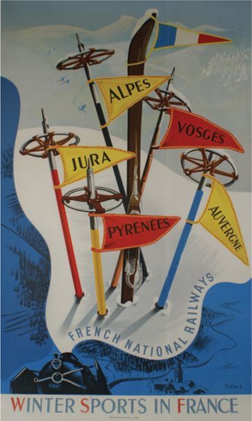 VECOUX (XX) 
WINTER SPORTS IN FRANCE.1947
Editions Paul Martial, Paris - 100 x 64...