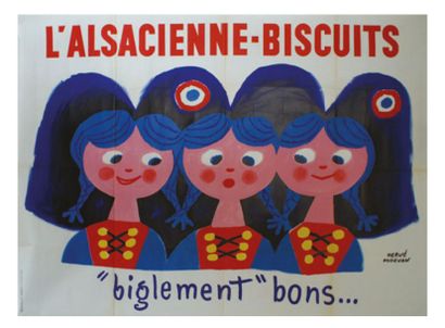MORVAN Hervé (1917-1980) 
L'ALSACIENNE-BISCUITS.”BIGLEMENT BONS...”. 1963
Imprimerie...