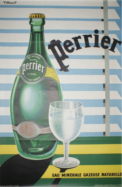 VILLEMOT Bernard (1911-1990) 
PERRIER.”EAU MINÉRALE GAZEUSE NATURELLE”. 1956
Impriemerie...