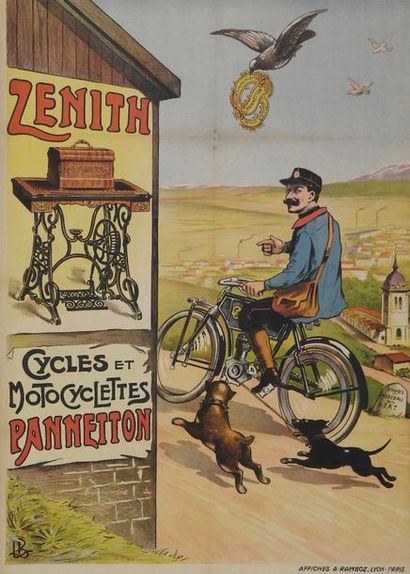 LB (monogramme) ZENITH CYCLES & MOTOCYCLETTES PANNETON Affiches A.Ramboz, Lyon-Paris...