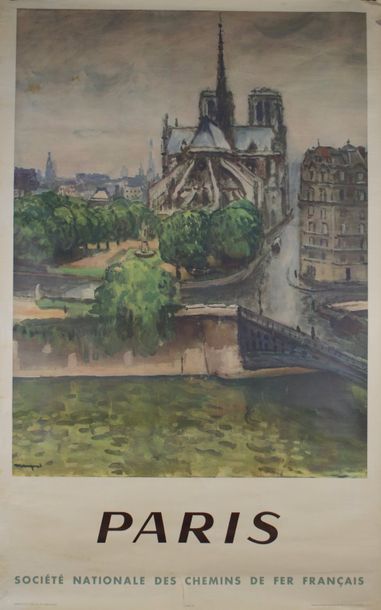SNCF ( 4 affiches) PARIS -BOURGOGNE - JURA - LIMOUSIN.Vers 1950 Imprimerie Draeger...