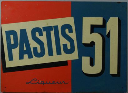 null PASTIS 51 LIQUEUR. 1958 Plaque métallique -G.de. Andreis SA, Marseille - 32...