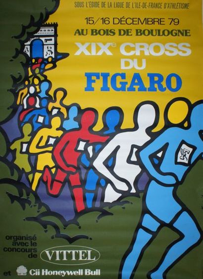 ANONYME (5 affiches) XIXe CROSS DU FIGARO.”Au BOIS DE BOULOGNE”. 1979 Graphiques...