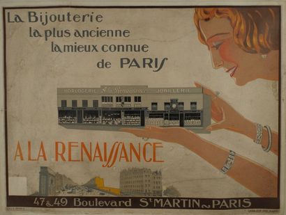 ANONYME BIJOUTERIE.”A LA RENAISANCE, Paris ” Imp. Chanloup, Paris - 56 x 75 cm -...