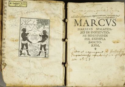 MARULUS Spalatensis (Marcus). De Institutione bene vivendi per exempla sanctorum.
Impressit...