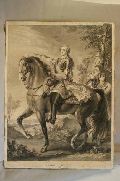 null Gravure Louis XV à cheval 