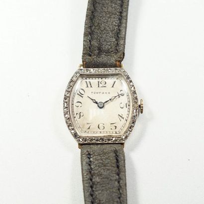 FONTANA Antique ladies' watch in two-tone 18K (750/oo) gold, bezel adorned with a...