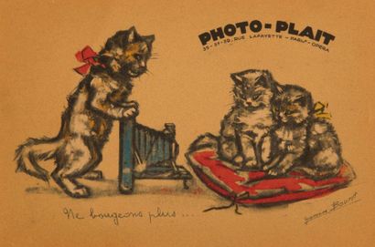 GERMAINE BOURET Photo-Plait (chat avec appareil photographique), Un peu de Blédine…...
