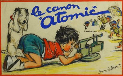 GERMAINE BOURET Le Canon atomic, c.1940.Fusain et gouache sur papier, signé en bas...